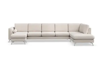Ocean Lyx 6-seters Høyrevendt U-formet Sofa med Divan og Sjeselong + Fotskammel i Stoff