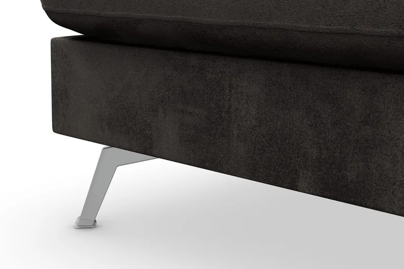 Ocean Lyx 6-seters Venstrevendt U-formet Sofa med Divan og Sjeselong + Fotskammel i Fløyel - Mørk grå - Møbler - Sofaer - U-sofa