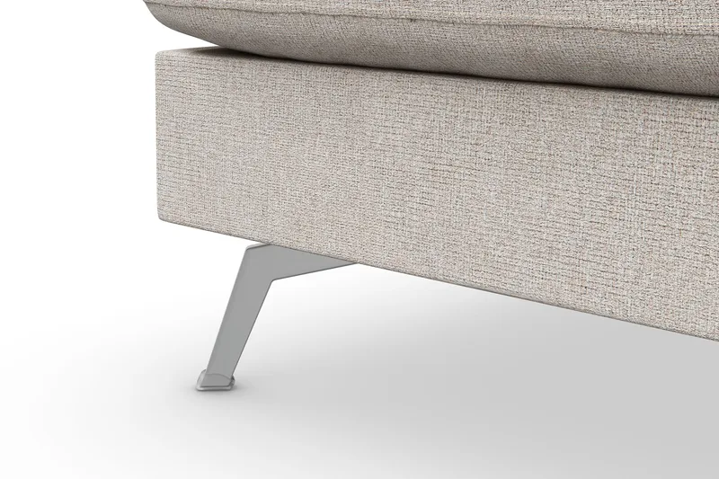 Ocean Lyx 6-seters Venstrevendt U-formet Sofa med Divan og Sjeselong + Fotskammel i Stoff - Beige - Møbler - Sofaer - U-sofa