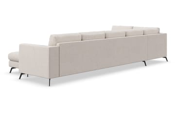 Ocean Lyx 6-seters venstrevendt U-formet sofa med divan og sjeselong + fotskammel i stoff - Beige - Møbler - Sofaer - U-sofa