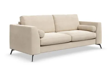 Ocean Lyx Sofa med Nakkeruller i Stoff - Beige - Møbler - Sofaer - Fløyel sofaer