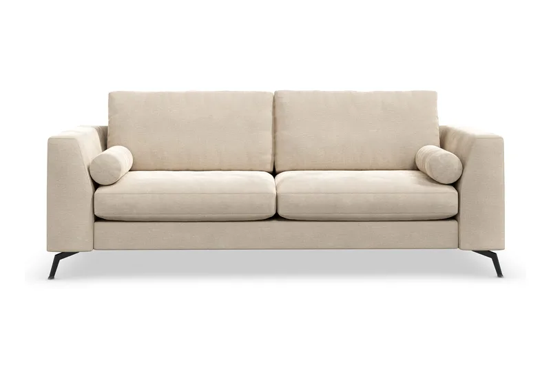 Ocean Lyx Sofa med Nakkeruller i Stoff, Beige