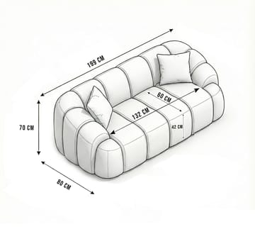 Octavio 2-seters sofa 199x70x80 cm - Grå - Møbler - Sofaer - 2 seter sofa