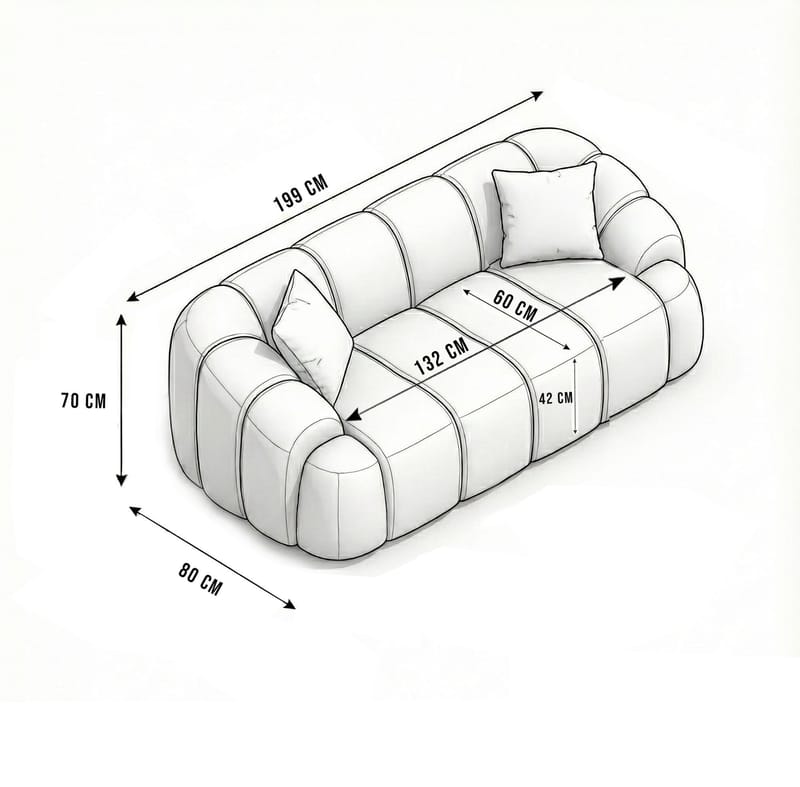 Octavio 2-seters sofa 199x70x80 cm - Grå - Møbler - Sofaer - 2 seter sofa