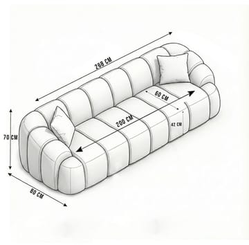 Octavio 4-seters sofa 268x70x80 cm - Flis rød - Møbler - Sofaer - 4 seter sofa