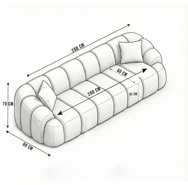 Octavio 4-seters sofa 268x70x80 cm - Grå - Møbler - Sofaer - 4 seter sofa
