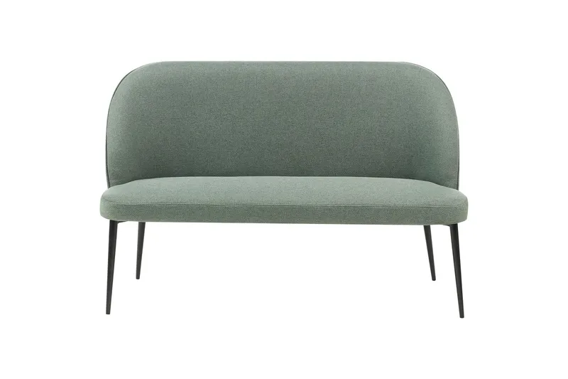 Osbyn 2-seter Sofa med Rundet Rygg i Stoff med Metallben, Salviegrønn