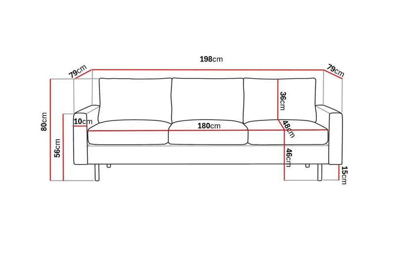 Peppe 3-seters Manchester Sofa 200 cm bred - Brun - Møbler - Sofaer - Sofa 3 seter