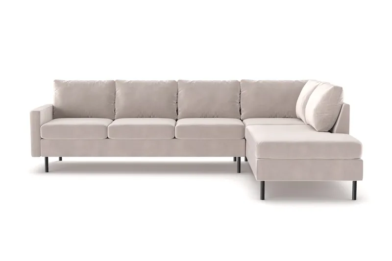 Peppe 4-seters Høyrevendt L-formet Sjeselongsofa i Fløyel, Beige