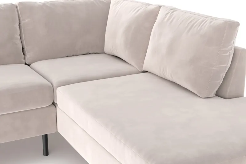 Peppe 4-seters Høyrevendt L-formet Sjeselongsofa i Fløyel - Beige - Møbler - Sofaer - Sofa med sjeselong