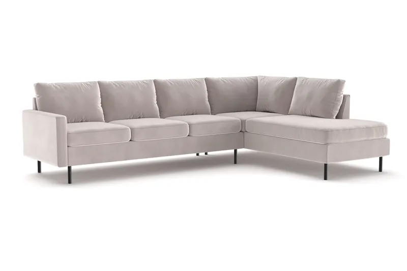 Peppe 4-seters Høyrevendt L-formet Sjeselongsofa i Manchester - Beige - Møbler - Sofaer - Sofa med sjeselong