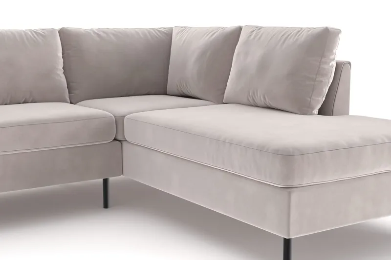 Peppe 4-seters Høyrevendt L-formet Sjeselongsofa i Manchester - Beige - Møbler - Sofaer - Sofa med sjeselong