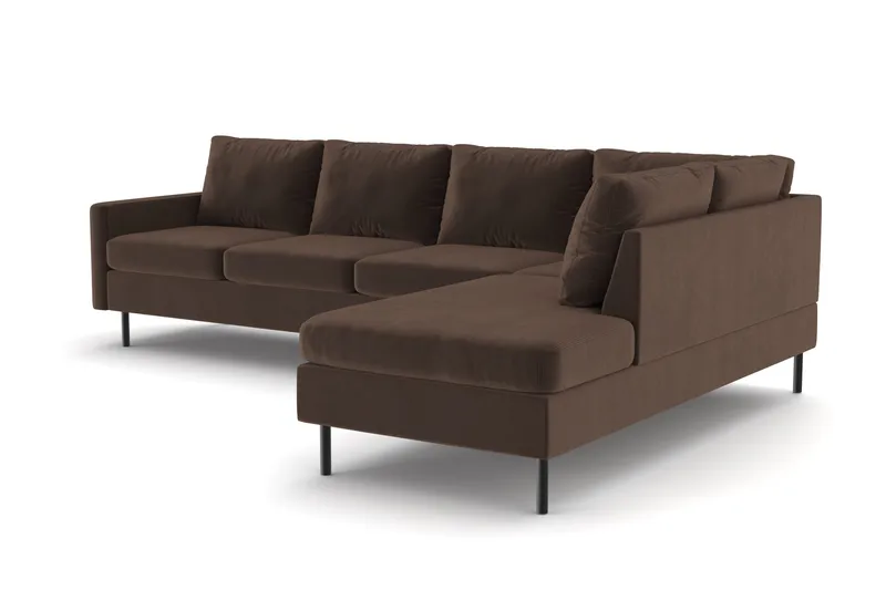 Peppe 4-seters Høyrevendt L-formet Sjeselongsofa i Manchester - Brun - Møbler - Sofaer - Sofa med sjeselong