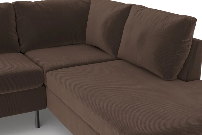 Peppe 4-seters Høyrevendt L-formet Sjeselongsofa i Manchester - Brun - Møbler - Sofaer - Sofa med sjeselong