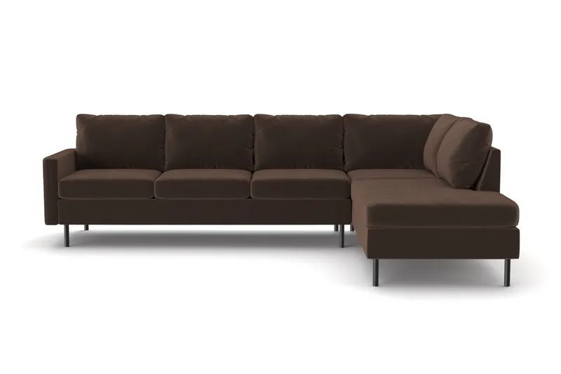 Peppe 4-seters Høyrevendt L-formet Sjeselongsofa i Manchester - Brun - Møbler - Sofaer - Sofa med sjeselong