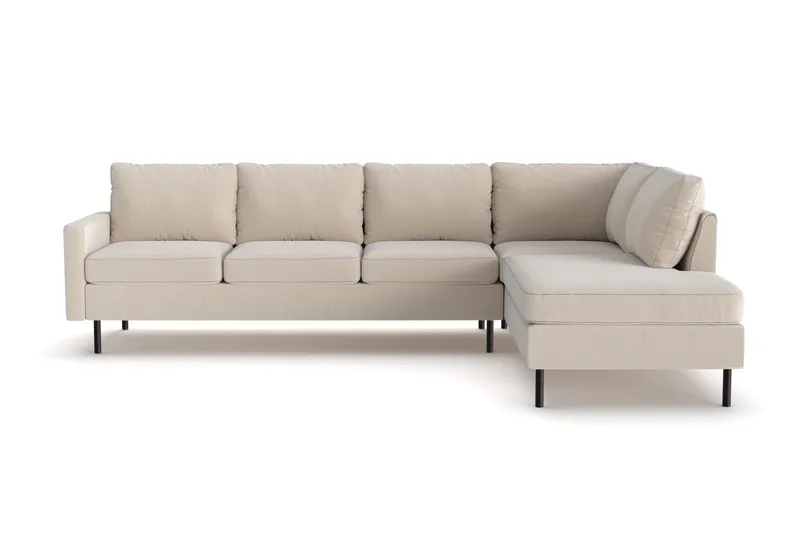 Peppe 4-seters Høyrevendt L-formet Sjeselongsofa i Manchester - Greige - Møbler - Sofaer - Sofa med sjeselong