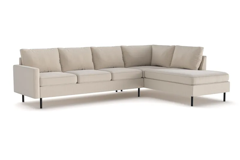 Peppe 4-seters Høyrevendt L-formet Sjeselongsofa i Manchester - Greige - Møbler - Sofaer - Sofa med sjeselong