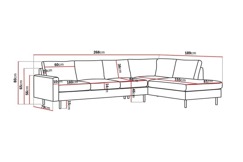 Peppe 4-seters Høyrevendt L-formet Sjeselongsofa i Manchester - Greige - Møbler - Sofaer - Sofa med sjeselong