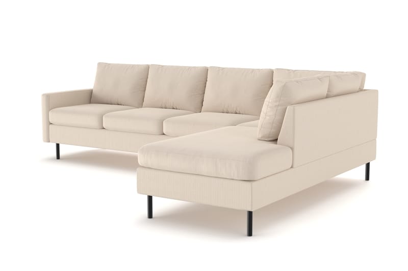 Peppe 4-seters Høyrevendt L-formet Sjeselongsofa i Manchester - Greige - Møbler - Sofaer - Sofa med sjeselong