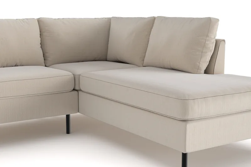 Peppe 4-seters Høyrevendt L-formet Sjeselongsofa i Manchester - Greige - Møbler - Sofaer - Sofa med sjeselong