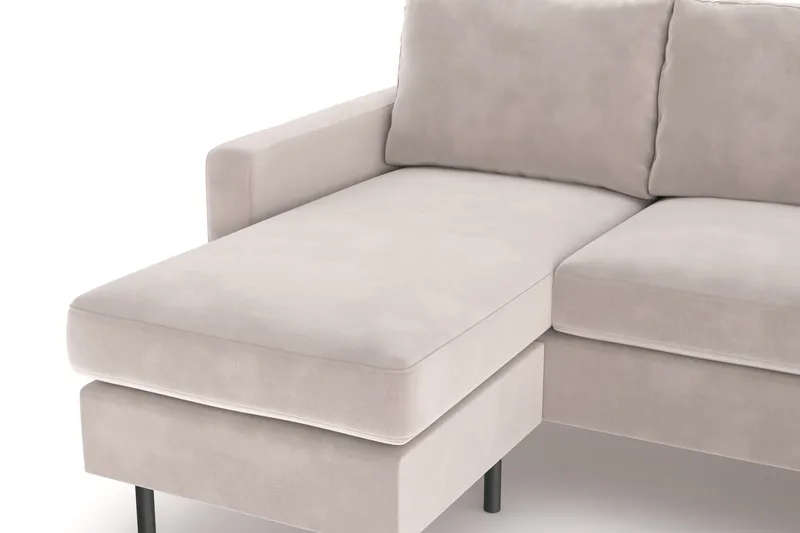 Peppe 4-seters Høyrevendt U-formet Sofa med Divan og Sjeselong i Manchester - Beige - Møbler - Sofaer - U-sofa