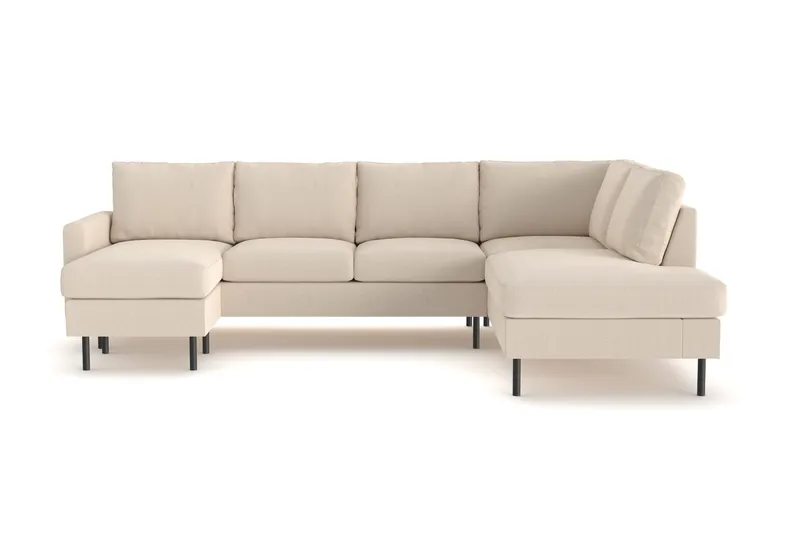 Peppe 4-seters Høyrevendt U-formet Sofa med Divan og Sjeselong i Manchester - Greige - Møbler - Sofaer - U-sofa