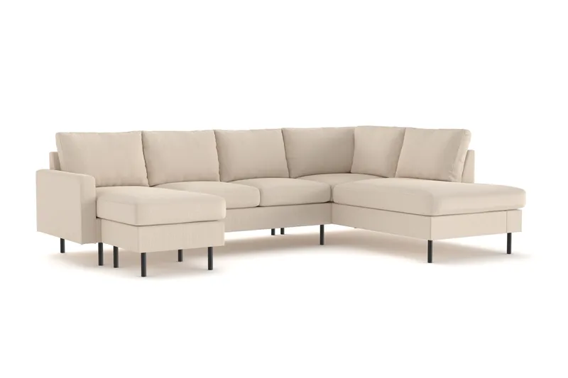 Peppe 4-seters Høyrevendt U-formet Sofa med Divan og Sjeselong i Manchester - Greige - Møbler - Sofaer - U-sofa