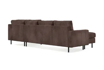 Peppe 4-seters Høyrevendt U-formet Sofa med Divan og Sjeselong i Manchester - Mørk brun - Møbler - Sofaer - U-sofa