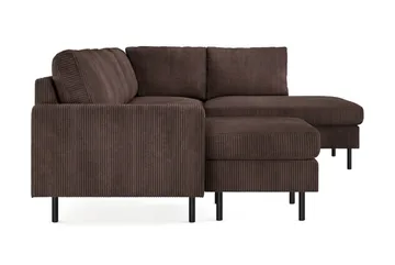 Peppe 4-seters Høyrevendt U-formet Sofa med Divan og Sjeselong i Manchester - Mørk brun - Møbler - Sofaer - U-sofa