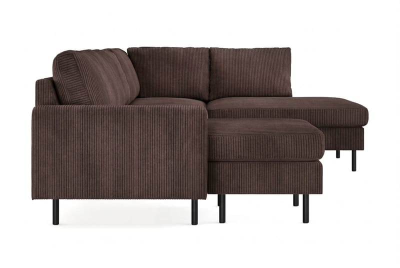Peppe 4-seters Høyrevendt U-formet Sofa med Divan og Sjeselong i Manchester - Mørk brun - Møbler - Sofaer - U-sofa