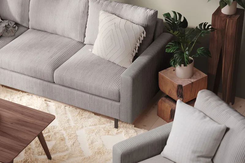 Peppe 4-seters Venstrevendt L-formet Sjeselongsofa i Manchester - Mørk grå - Møbler - Sofaer - Sofa med sjeselong - 4 seters sofa med divan