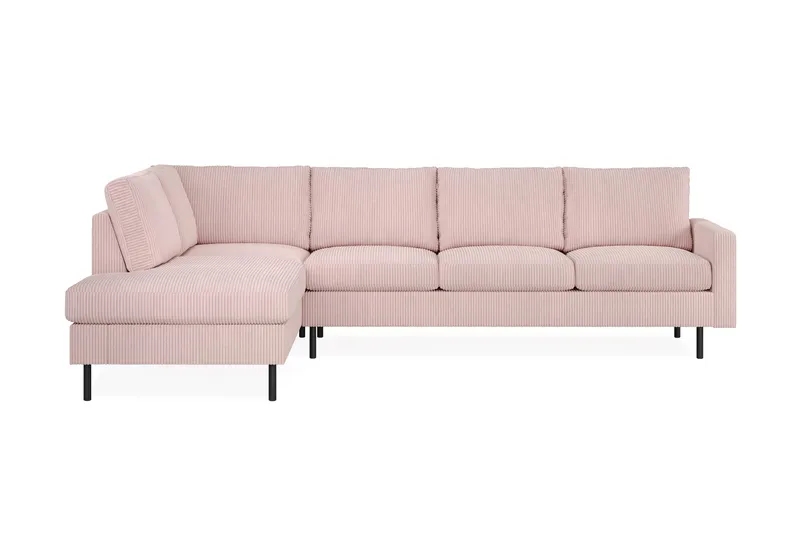 Peppe 4-seters Venstrevendt L-formet Sjeselongsofa i Manchester - Rosa - Møbler - Sofaer - Sofa med sjeselong - 4 seters sofa med divan