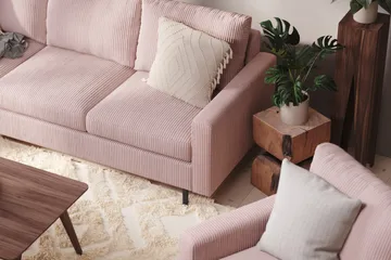 Peppe 4-seters Venstrevendt L-formet Sjeselongsofa i Manchester - Rosa - Møbler - Sofaer - Sofa med sjeselong - 4 seters sofa med divan