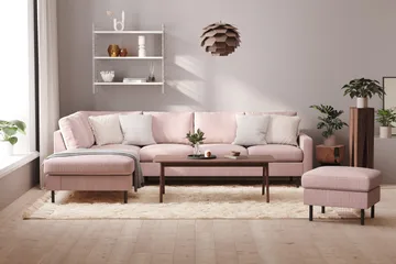 Peppe 4-seters Venstrevendt L-formet Sjeselongsofa i Manchester - Rosa - Møbler - Sofaer - Sofa med sjeselong - 4 seters sofa med divan