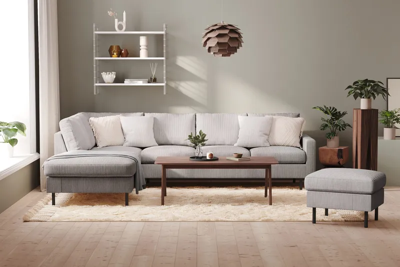 Peppe 4-seters Venstrevendt L-formet Sjeselongsofa i Manchester - Mørk grå - Møbler - Sofaer - Sofa med sjeselong - 4 seters sofa med divan