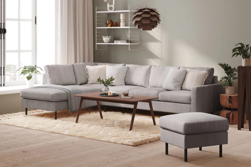 Peppe 4-seters Venstrevendt L-formet Sjeselongsofa i Manchester - Mørk grå - Møbler - Sofaer - Sofa med sjeselong - 4 seters sofa med divan