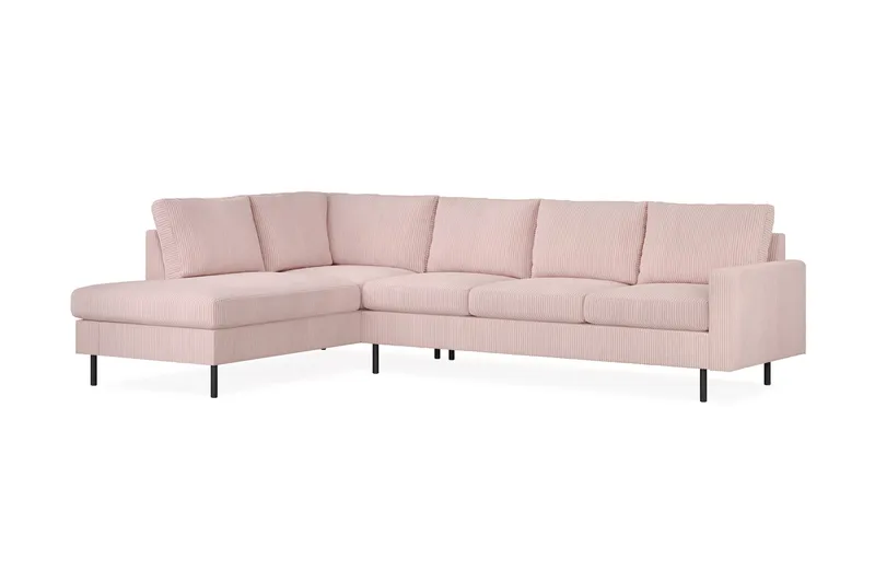 Peppe 4-seters Venstrevendt L-formet Sjeselongsofa i Manchester - Rosa - Møbler - Sofaer - Sofa med sjeselong - 4 seters sofa med divan