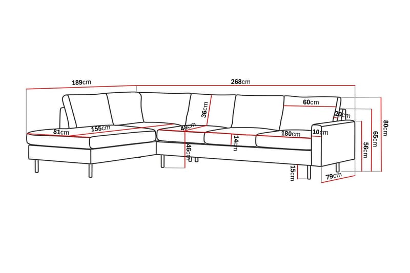 Peppe 4-seters Venstrevendt L-formet Sjeselongsofa i Manchester - Beige - Møbler - Sofaer - Sofa med sjeselong