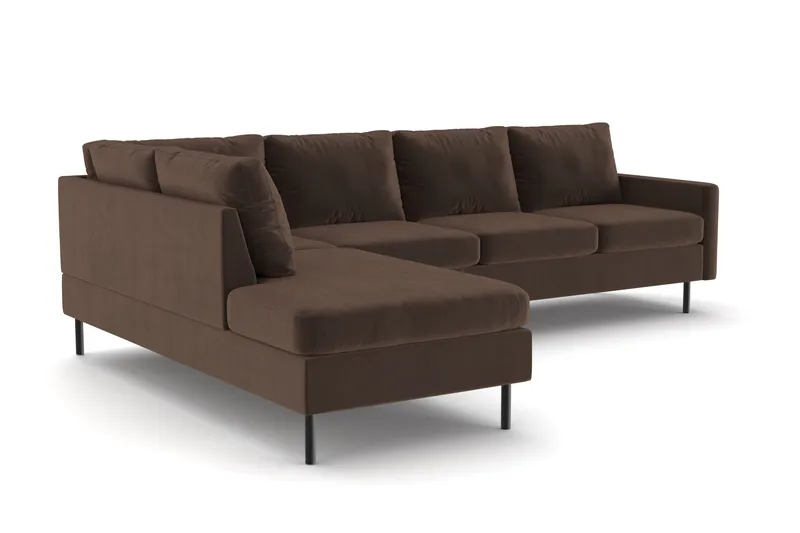 Peppe 4-seters Venstrevendt L-formet Sjeselongsofa i Manchester - Brun - Møbler - Sofaer - Sofa med sjeselong