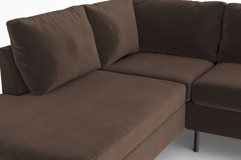 Peppe 4-seters Venstrevendt L-formet Sjeselongsofa i Manchester - Brun - Møbler - Sofaer - Sofa med sjeselong