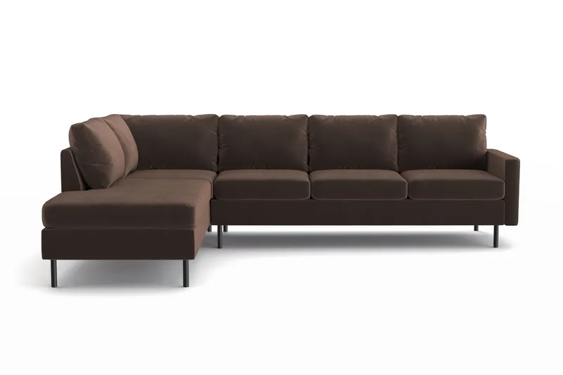 Peppe 4-seters Venstrevendt L-formet Sjeselongsofa i Manchester - Brun - Møbler - Sofaer - Sofa med sjeselong