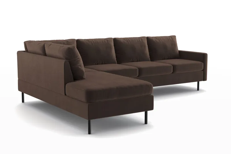 Peppe 4-seters Venstrevendt L-formet Sjeselongsofa i Manchester - Brun - Møbler - Sofaer - Sofa med sjeselong