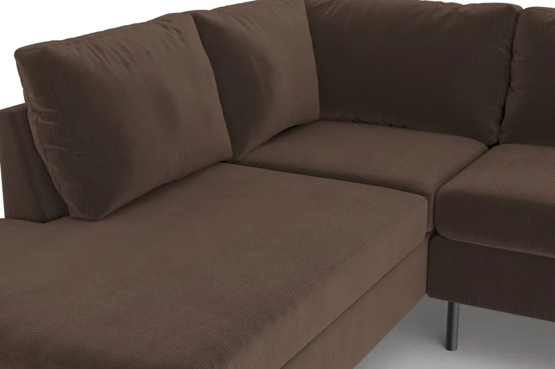 Peppe 4-seters Venstrevendt L-formet Sjeselongsofa i Manchester - Brun - Møbler - Sofaer - Sofa med sjeselong