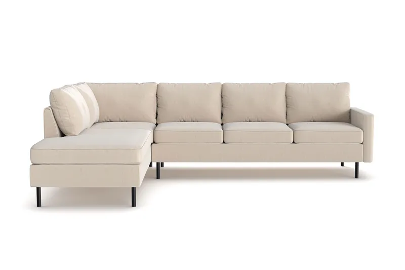 Peppe 4-seters Venstrevendt L-formet Sjeselongsofa i Manchester - Greige - Møbler - Sofaer - Sofa med sjeselong