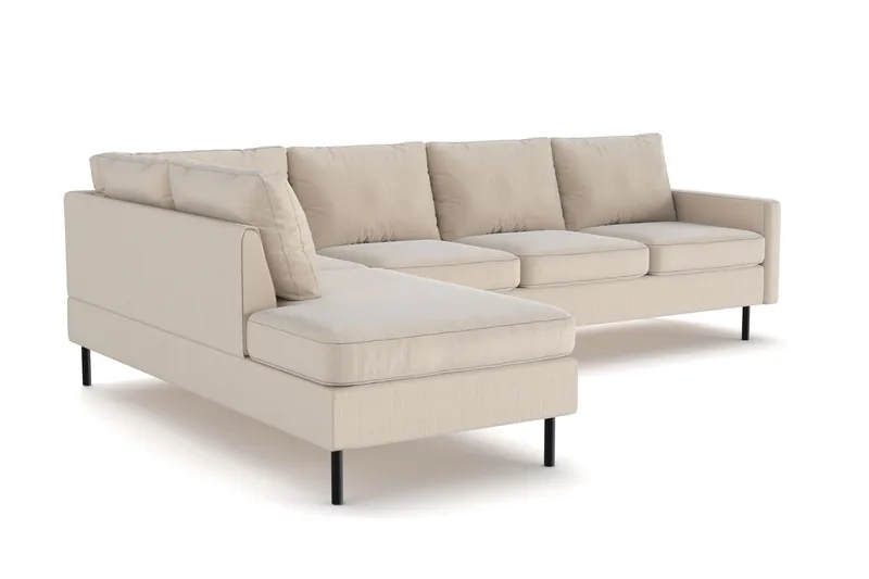 Peppe 4-seters Venstrevendt L-formet Sjeselongsofa i Manchester - Greige - Møbler - Sofaer - Sofa med sjeselong