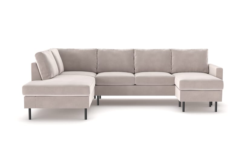 Peppe 4-seters Venstrevendt U-formet Sofa med Divan og Sjeselong i Manchester - Beige - Møbler - Sofaer - U-sofa