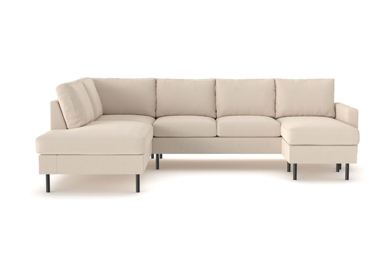 Peppe 4-seters Venstrevendt U-formet Sofa med Divan og Sjeselong i Manchester - Greige - Møbler - Sofaer - U-sofa