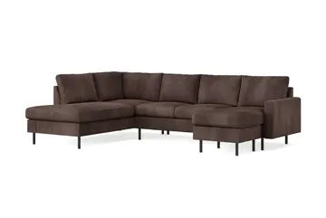 Peppe 4-seters Venstrevendt U-formet Sofa med Divan og Sjeselong i Manchester - Mørk brun - Møbler - Sofaer - U-sofa