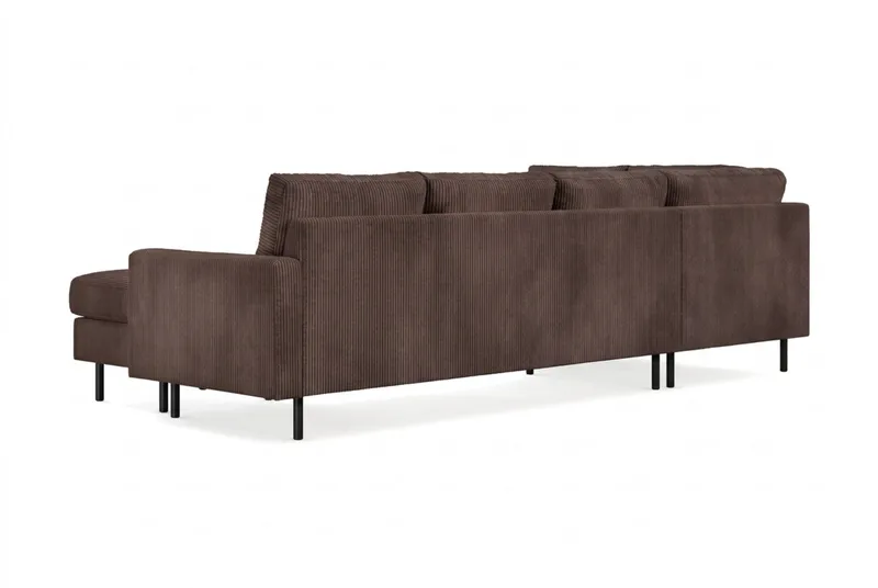 Peppe 4-seters Venstrevendt U-formet Sofa med Divan og Sjeselong i Manchester - Mørk brun - Møbler - Sofaer - U-sofa