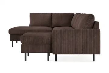 Peppe 4-seters Venstrevendt U-formet Sofa med Divan og Sjeselong i Manchester - Mørk brun - Møbler - Sofaer - U-sofa